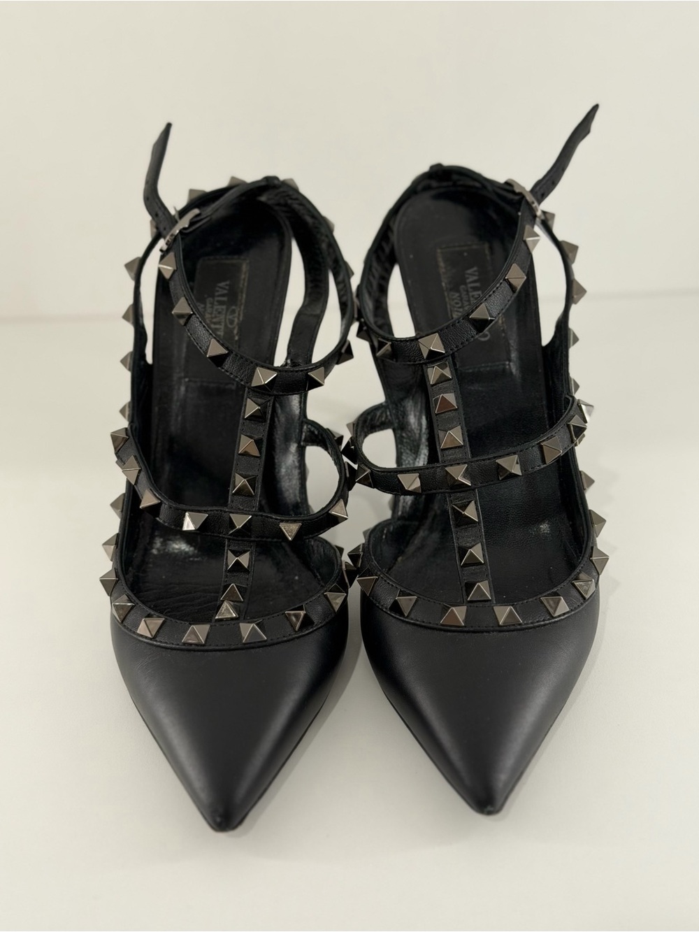 Valentino Black Studded Pointed Slingback Pumps